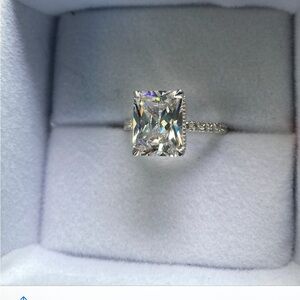 Hidden Halo Radiant Cut Solitaire Moissanite engagement ring